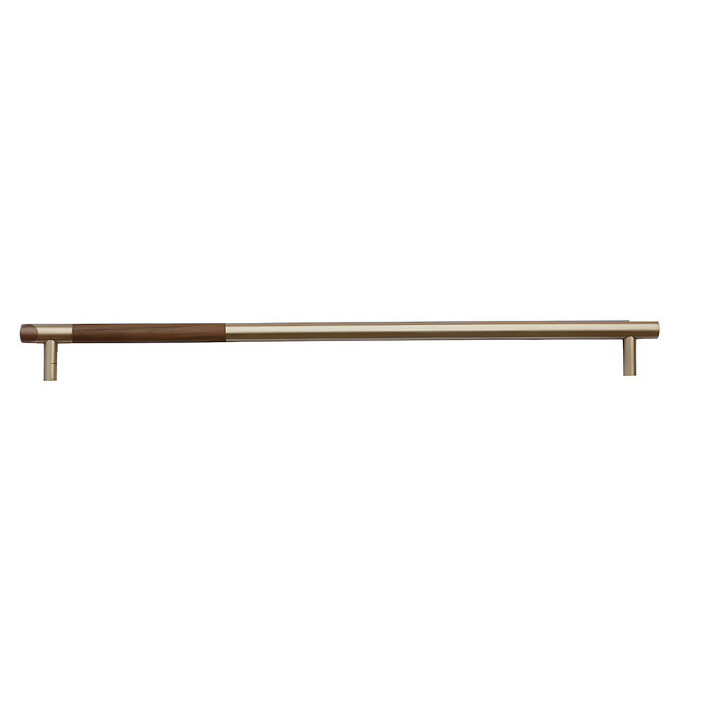 Luxury Gold Brass & Walnut T-Bar Kitchen Cupboard Handles