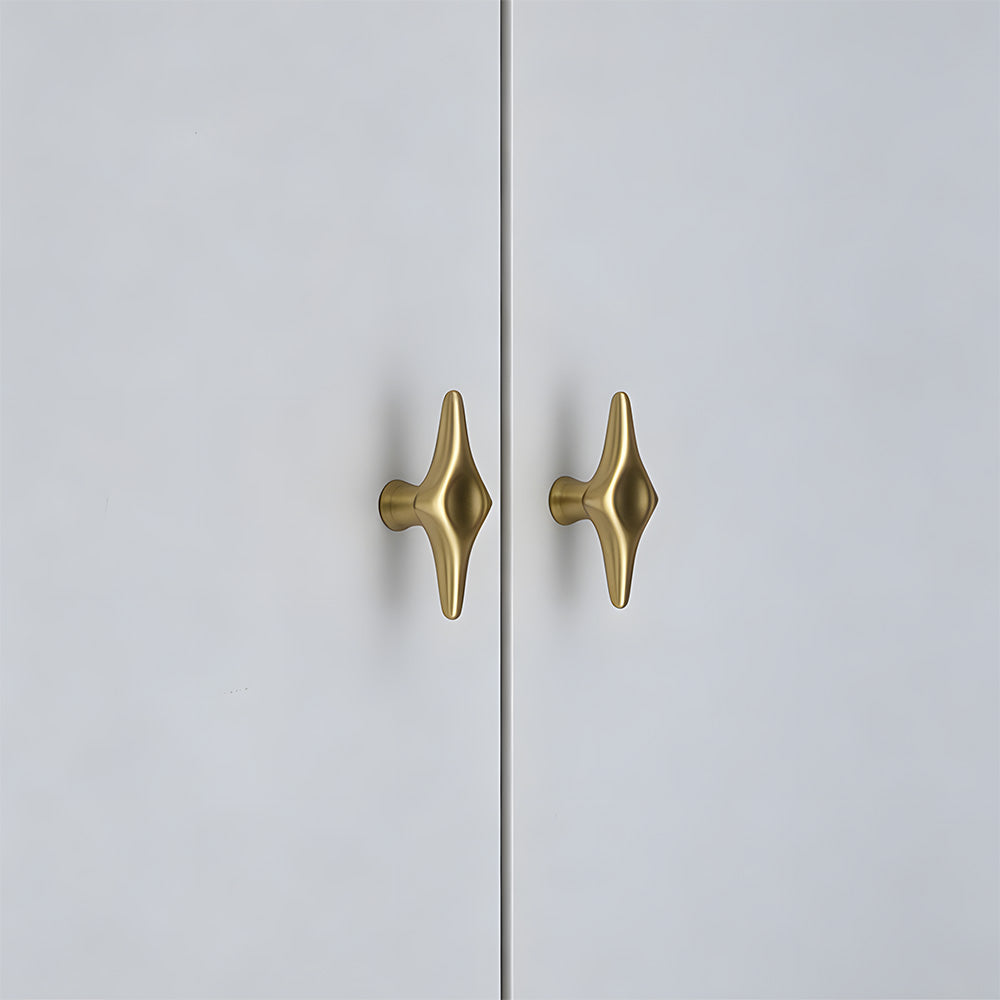 Antique Brass Sculpted Star Cabinet Handles & Knobs