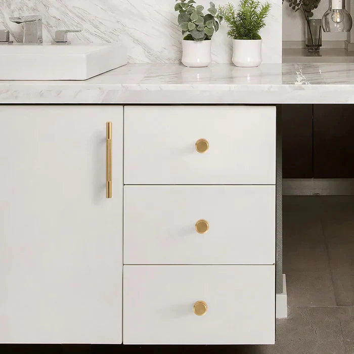 Modern Brushed Gold Solid Brass Knurled Cabinet Handles