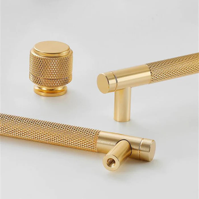 Gold Aluminum Knurled Bar Kitchen Cabinet Pull Handles