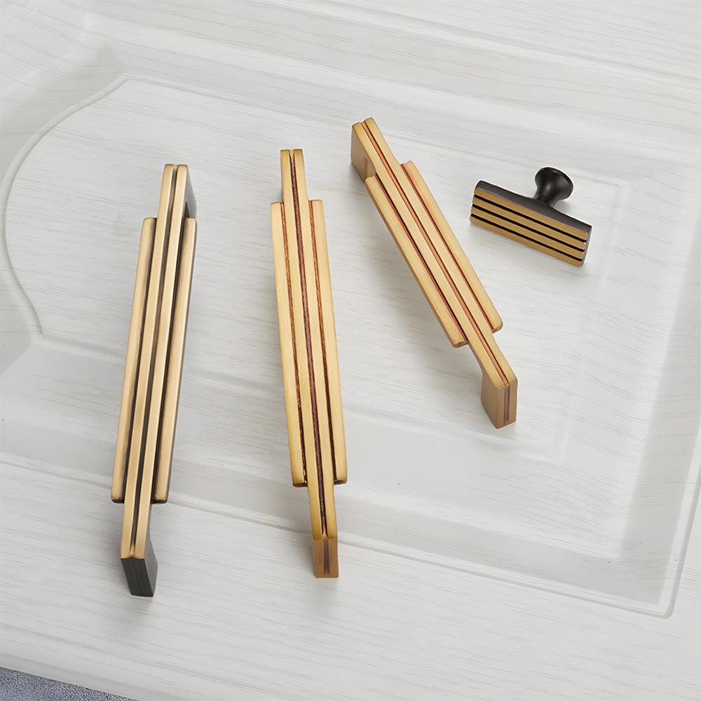 Gold Art Deco Brass Cupboard Handles & Knobs