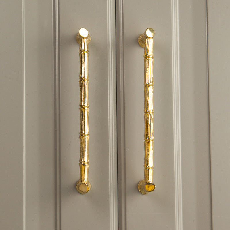 Solid Imitation Brass Bamboo Cabinet Handles Modern Drawer Pulls
