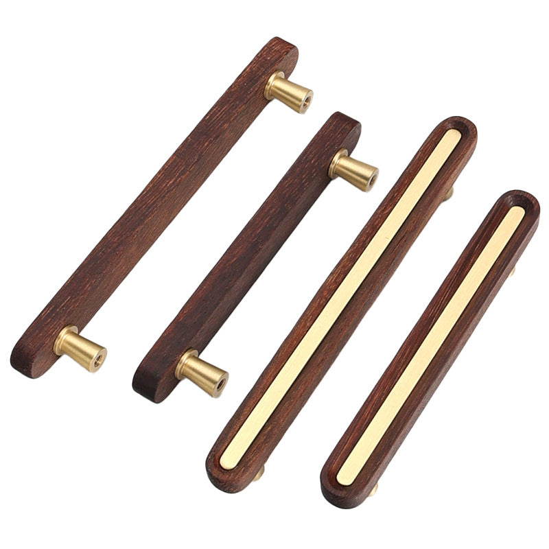 Walnut Wooden Brass Modern Cabinet Handles Knobs for Furniture