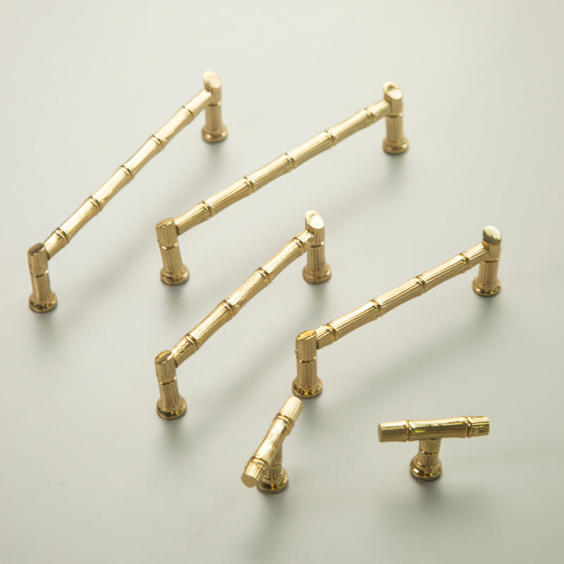Solid Imitation Brass Bamboo Cabinet Handles Modern Drawer Pulls