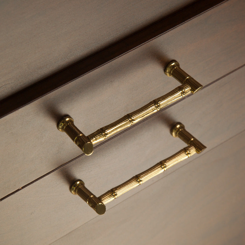 Solid Imitation Brass Bamboo Cabinet Handles Modern Drawer Pulls
