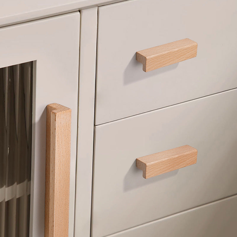 Beech Wooden Wardrobe Door Handles Kitchen Drawer Pulls