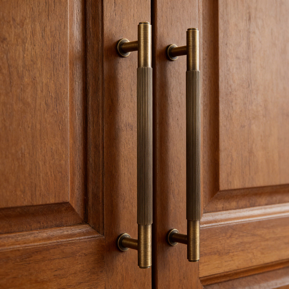 Bronze Vintage Lined Brass Kitchen Cabinet Handles