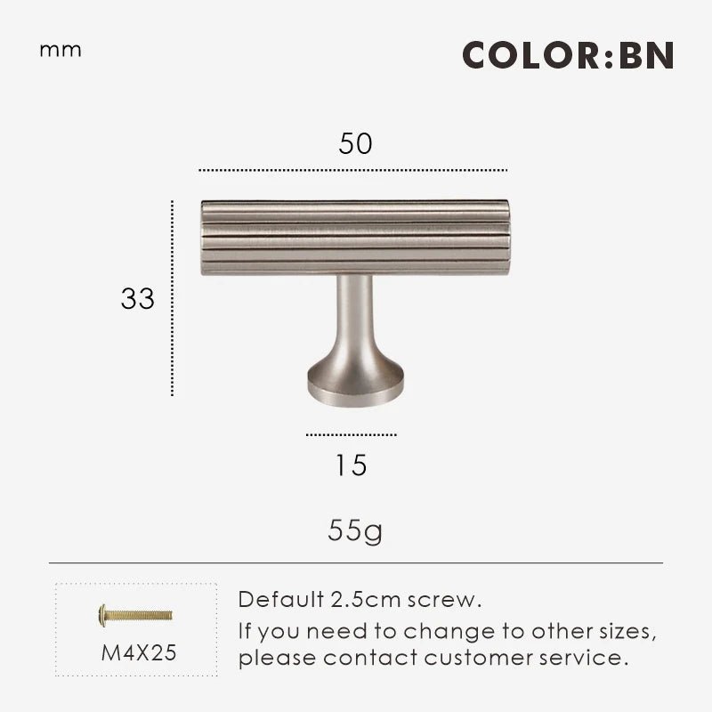 Solid Brass Silver Nickel Vertical Lines Linear Kitchen Cabinet Drawer Handles Pull
