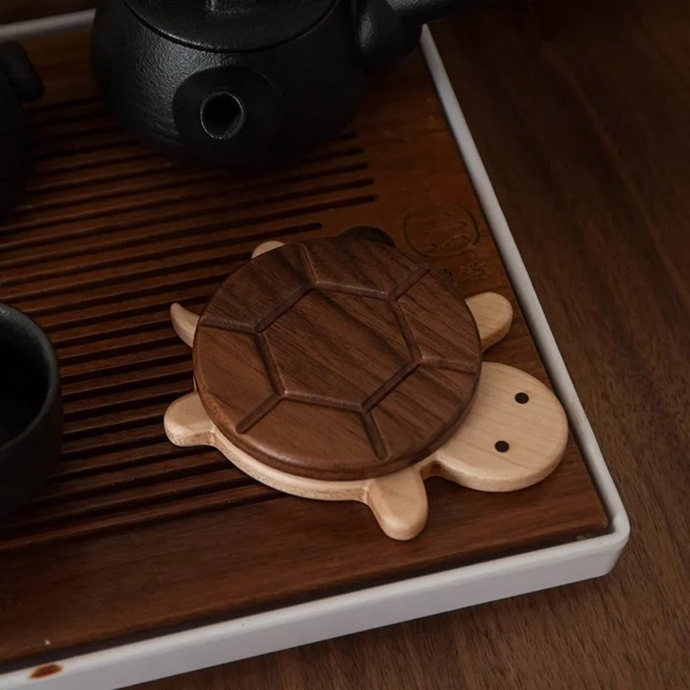 Cute Shape Black Walnut Solid Wood Turtle Coaster