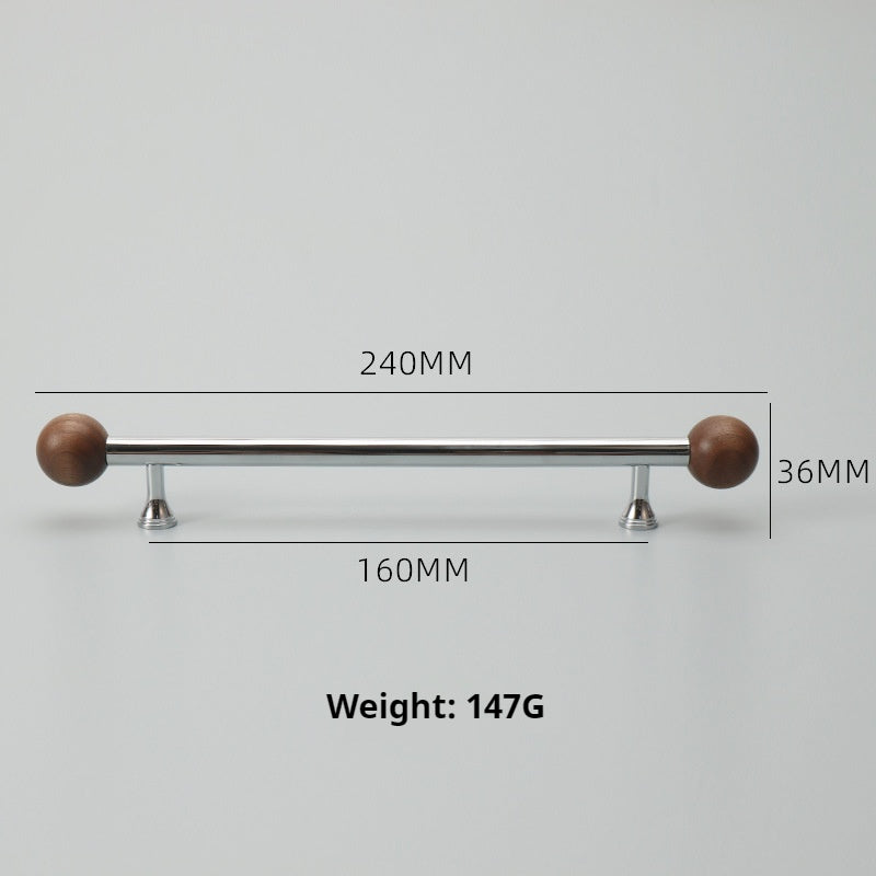 Nordic Chromium-plated Brass Walnut Cabinet Handles and Drawer Pulls