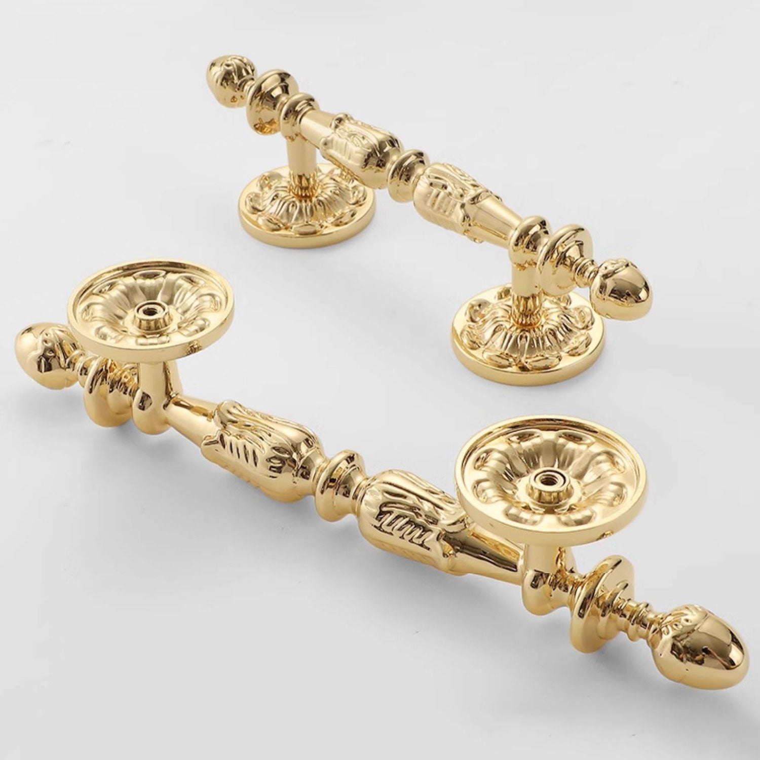 Polished Gold Cabinet Handles and Knobs Vintage French Door Pulls