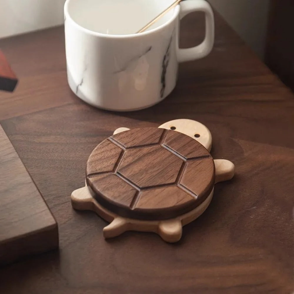 Cute Shape Black Walnut Solid Wood Turtle Coaster