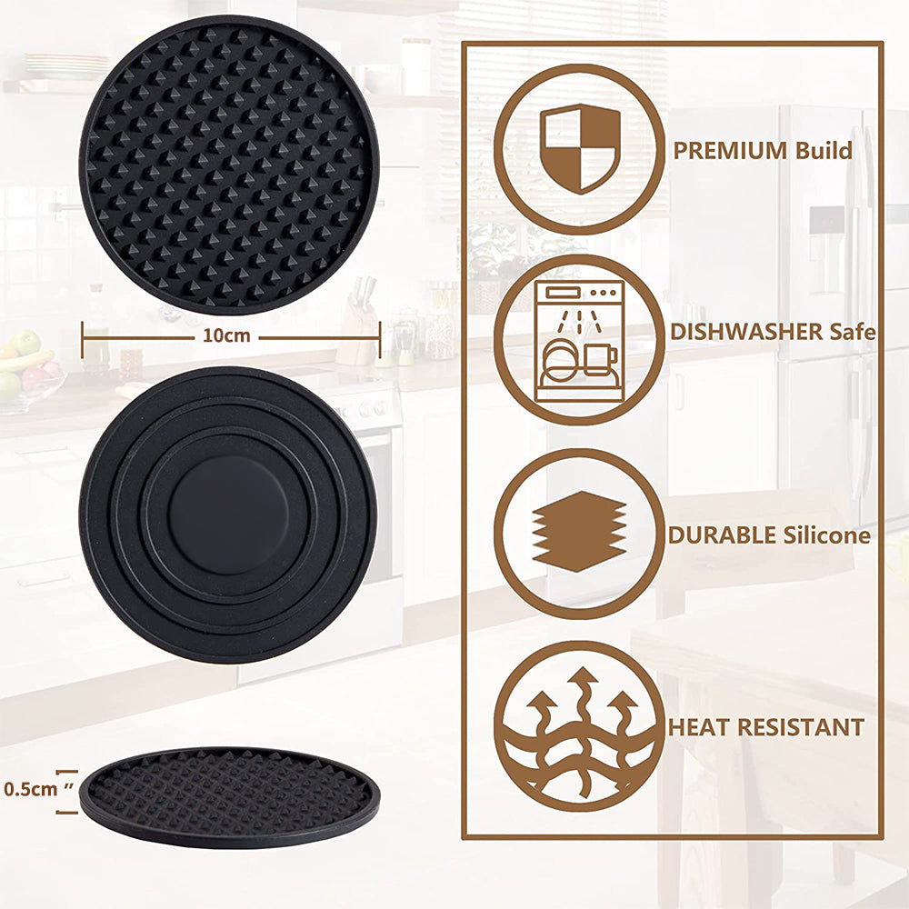 6 Pcs Silicone Non-Slip Drink Coasters with Holder