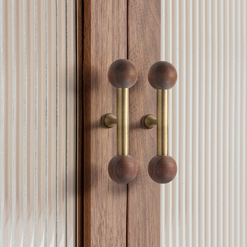 Nordic Brass Walnut Handles for Wooden Furniture and Kitchen Cabinets