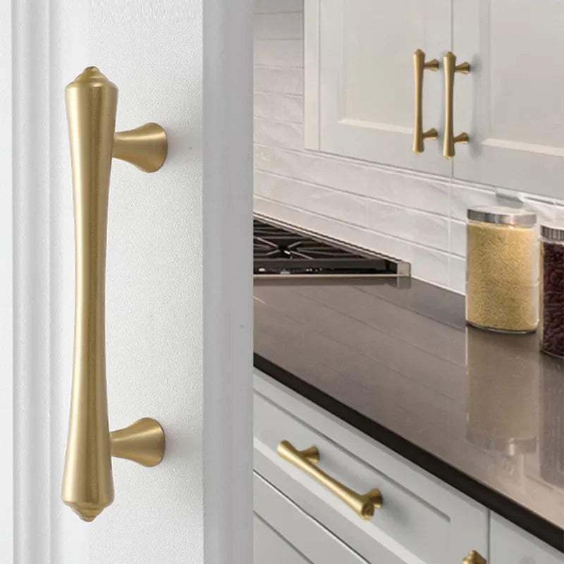 Luxury Brass Gold Drawer Pulls Full Copper Wardrobe Cabinet Door Handles