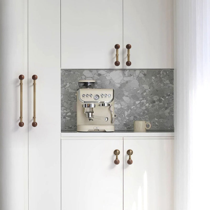 Nordic Brass Walnut Handles for Wooden Furniture and Kitchen Cabinets