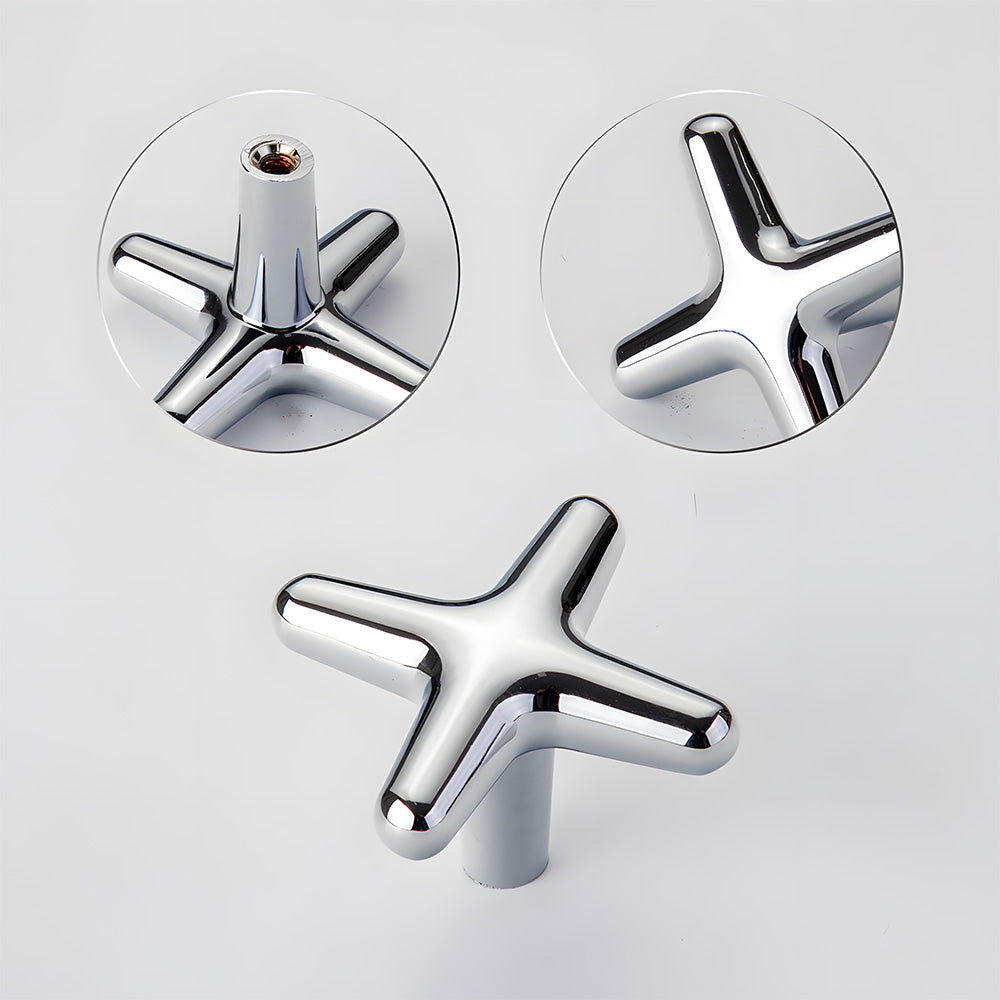 Polished Silver Aluminium Star Cupboard Handles & Cabinet Knobs
