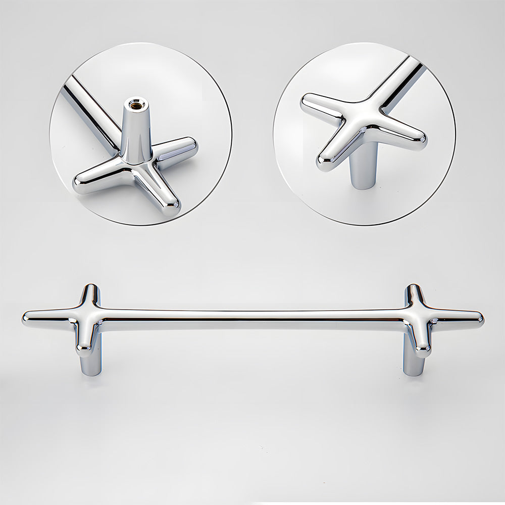 Polished Silver Aluminium Star Cupboard Handles & Cabinet Knobs