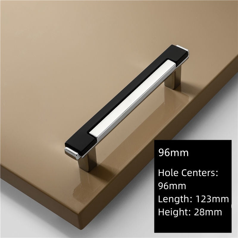 Black & Chrome Zinc Alloy Square Kitchen Cupboard Handles