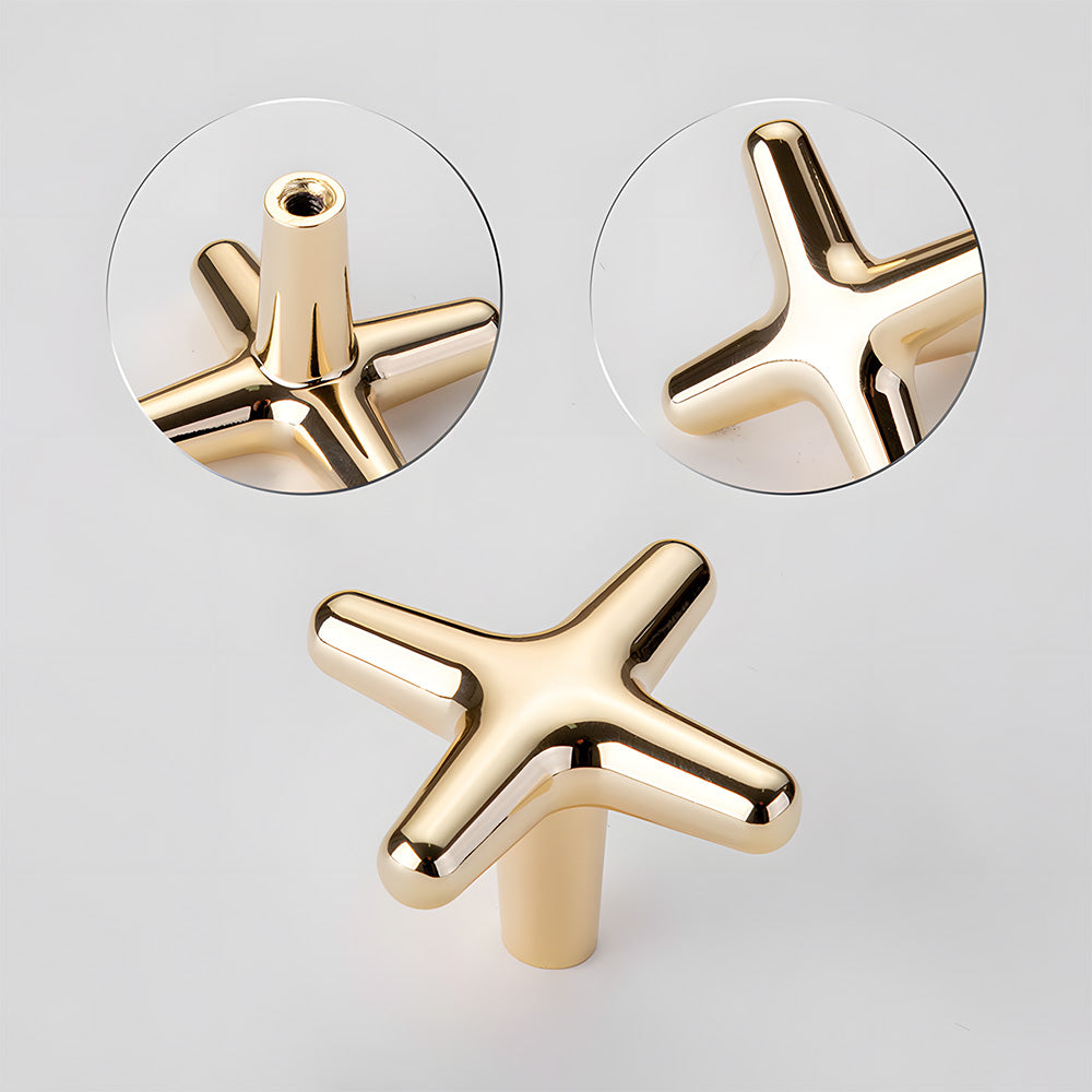 Polished Gold Aluminium Star Cupboard Handles & Cabinet Knobs