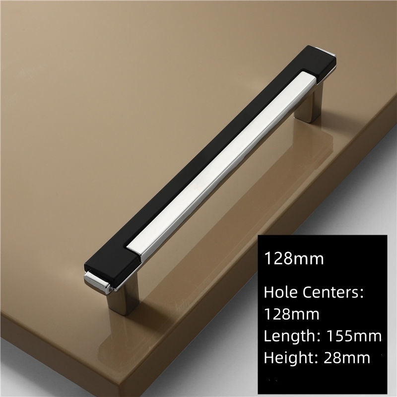 Black & Chrome Zinc Alloy Square Kitchen Cupboard Handles