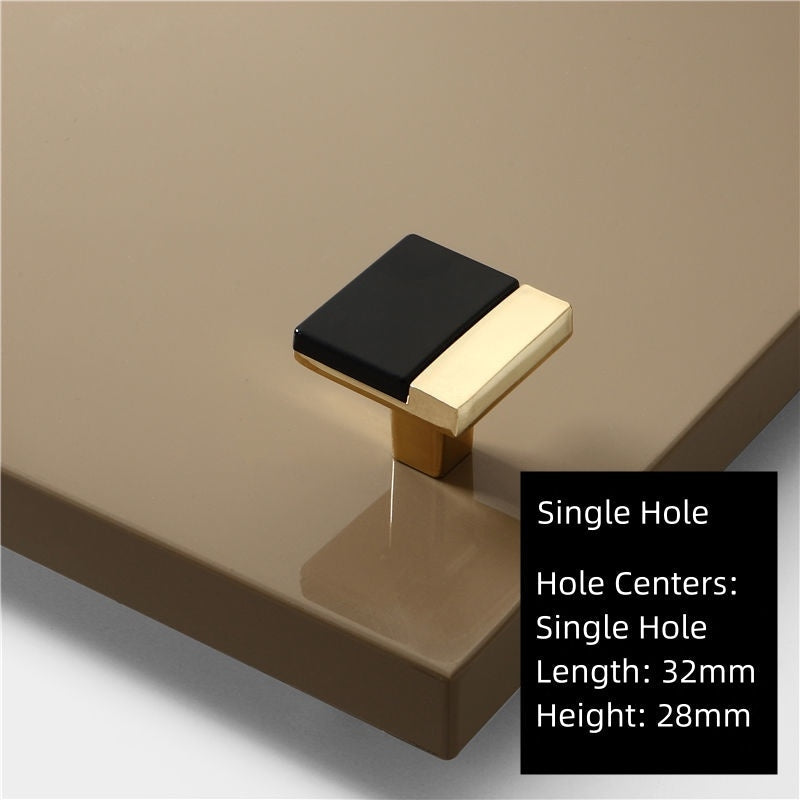 Black & Gold Zinc Alloy Square Kitchen Cupboard Handles