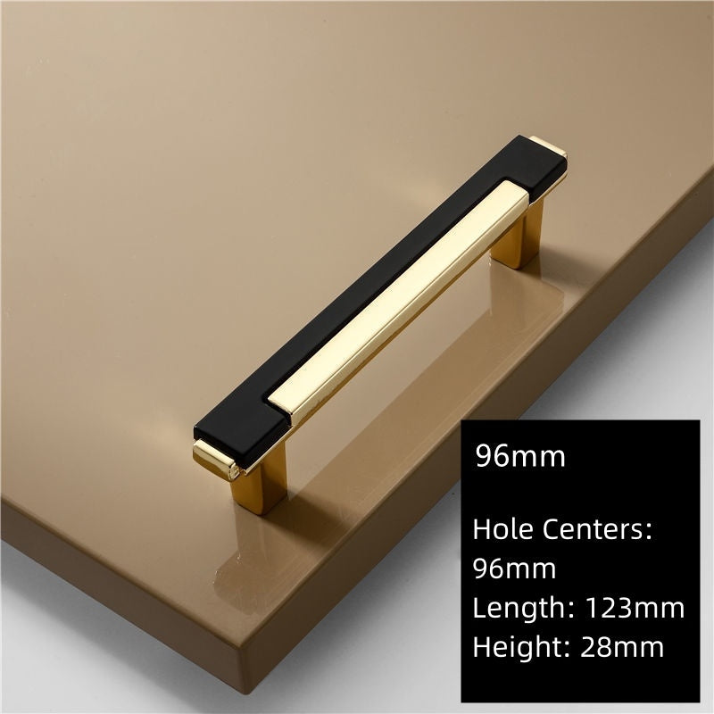 Black & Gold Zinc Alloy Square Kitchen Cupboard Handles
