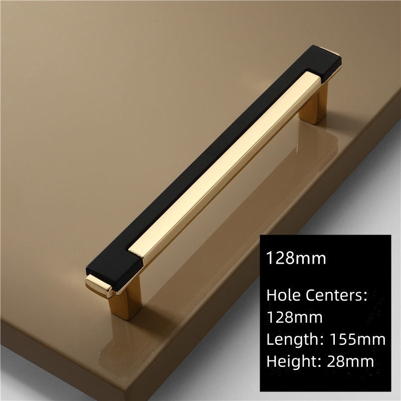 Black & Gold Zinc Alloy Square Kitchen Cupboard Handles