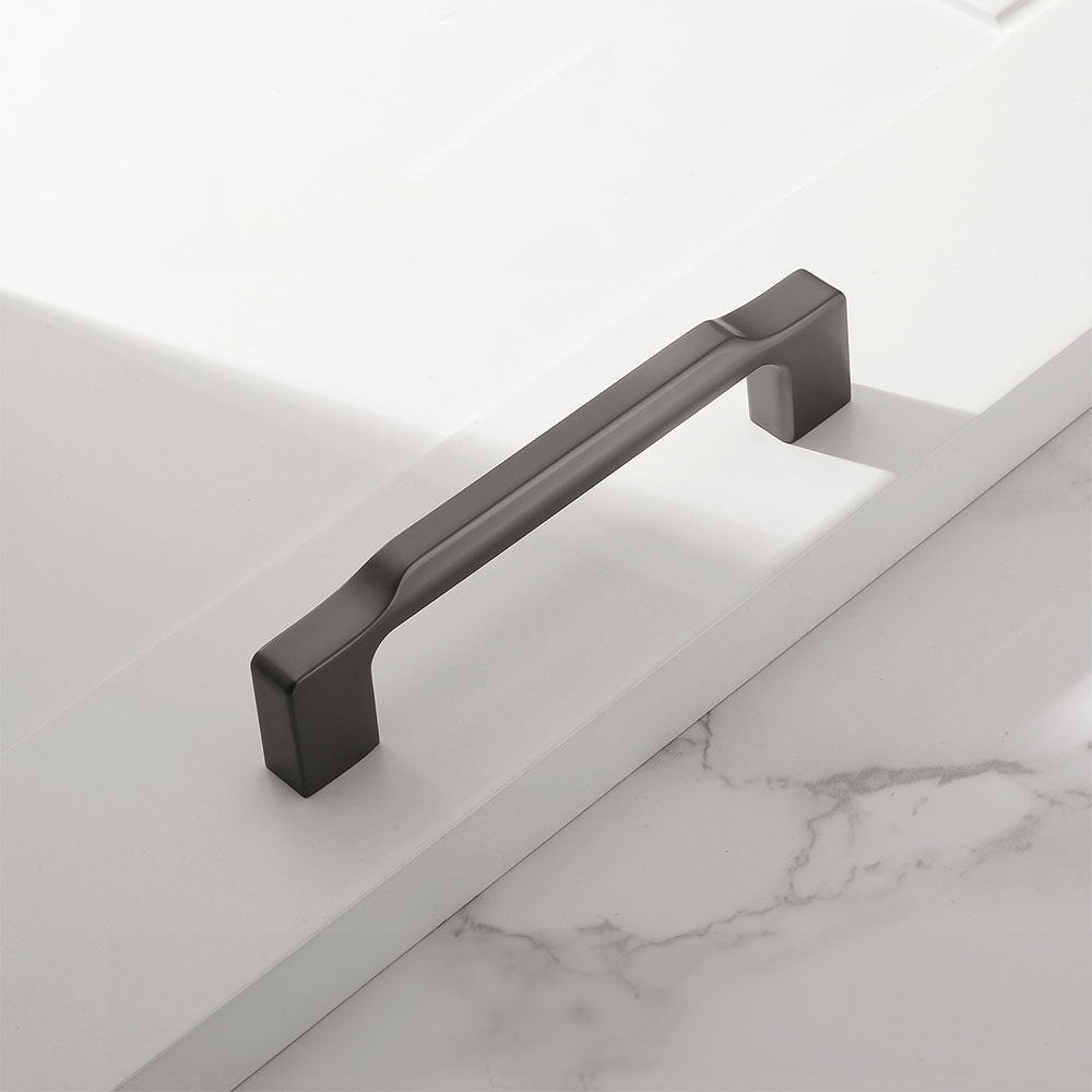 Grey Zinc Alloy Square Cabinet Pulls and Handles for Kitchen