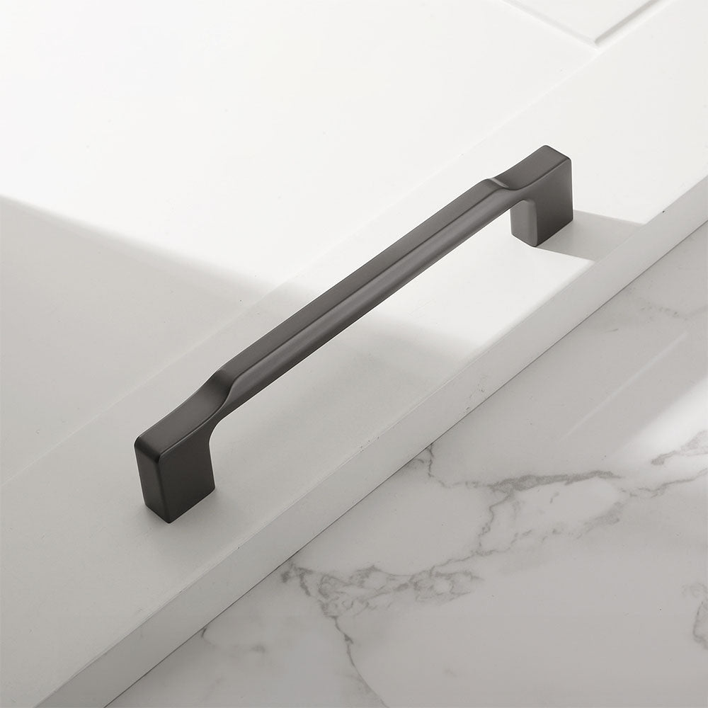 Grey Zinc Alloy Square Cabinet Pulls and Handles for Kitchen