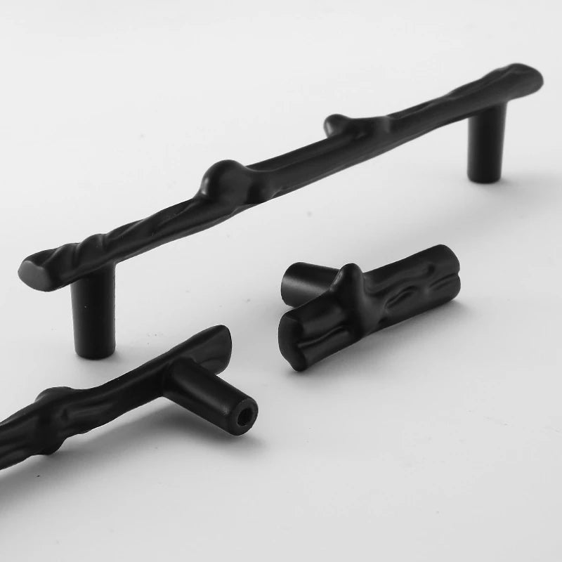 Black Tree Branch Cabinet Handles Zinc Alloy Wardrobe Drawer Pulls
