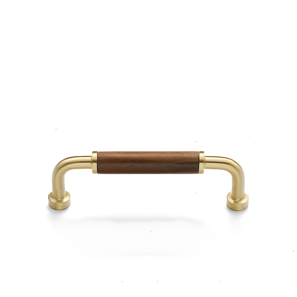 Retro Brass & Wood Kitchen Cupboard Handles