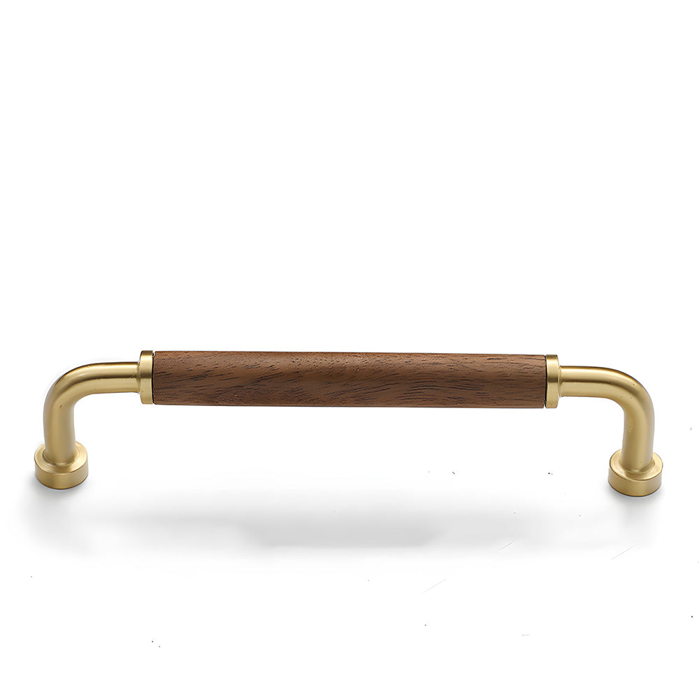 Retro Brass & Wood Kitchen Cupboard Handles