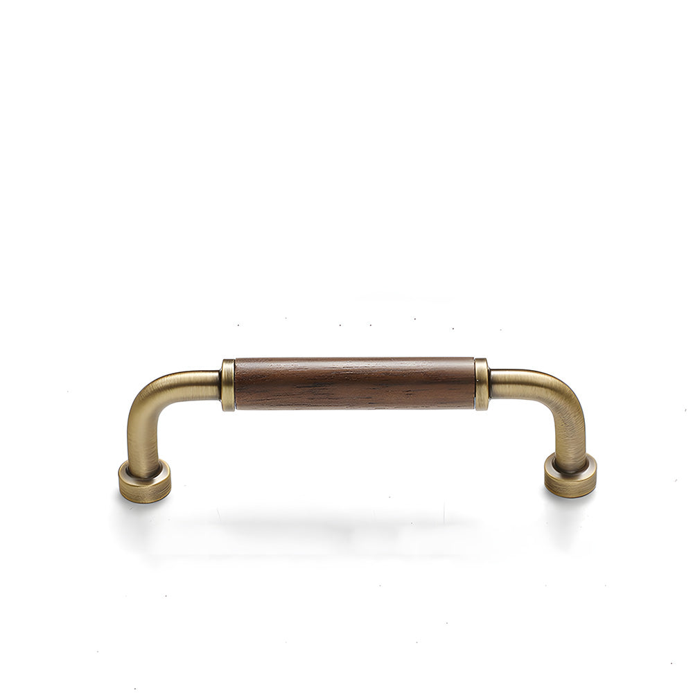 Retro Brass & Wood Kitchen Cupboard Handles