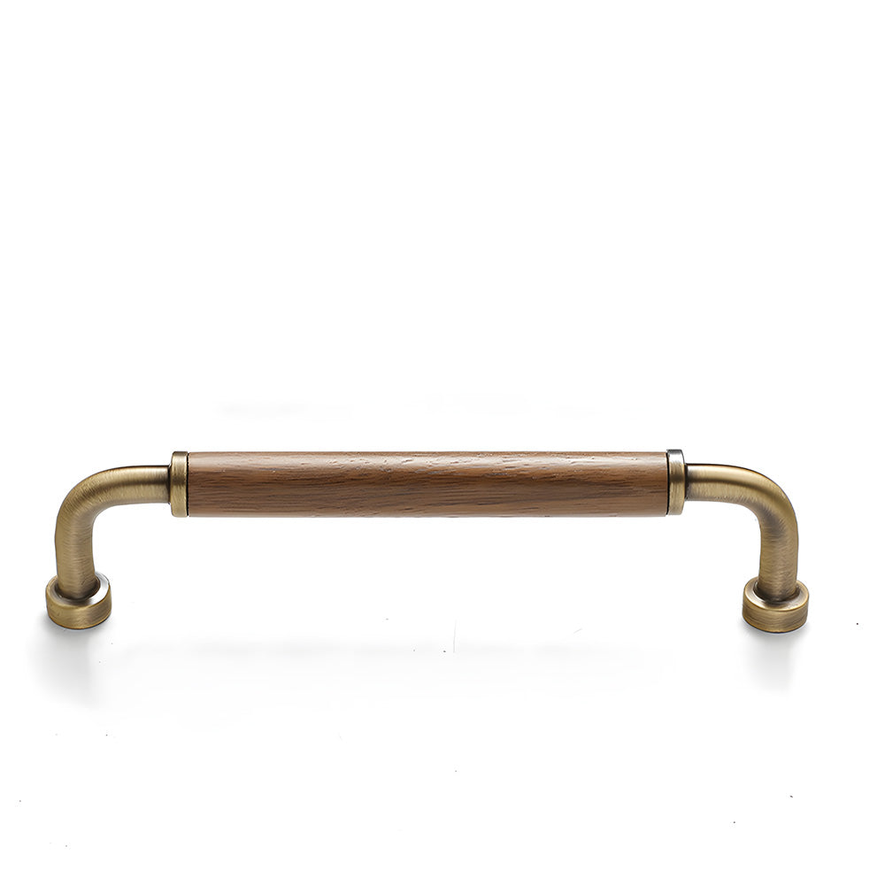 Retro Brass & Wood Kitchen Cupboard Handles