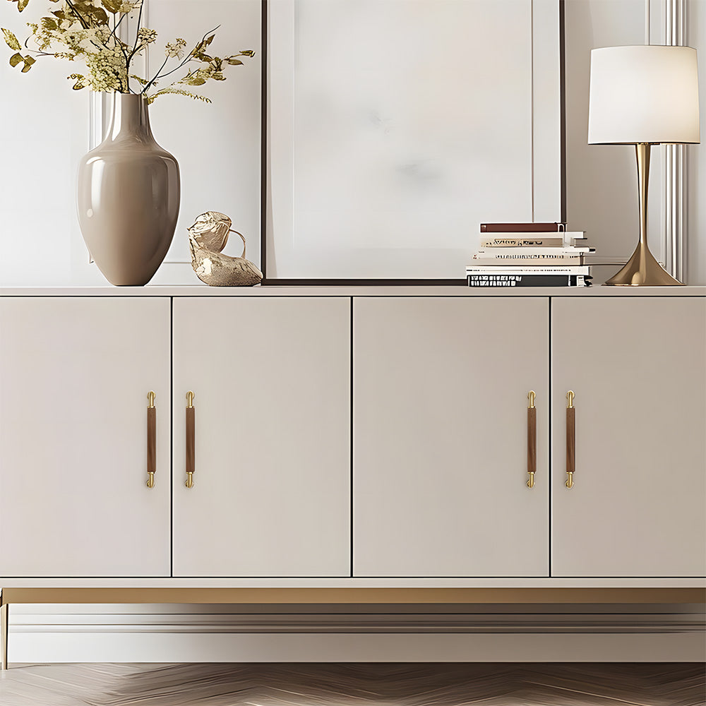 Retro Brass & Wood Kitchen Cupboard Handles