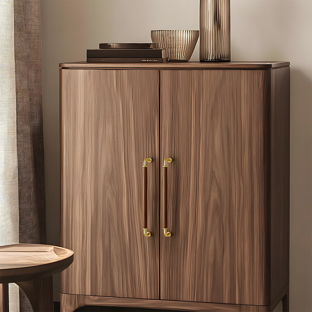 Retro Brass & Wood Kitchen Cupboard Handles
