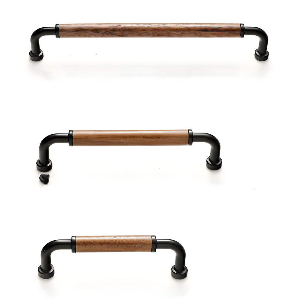 Retro Brass & Wood Kitchen Cupboard Handles