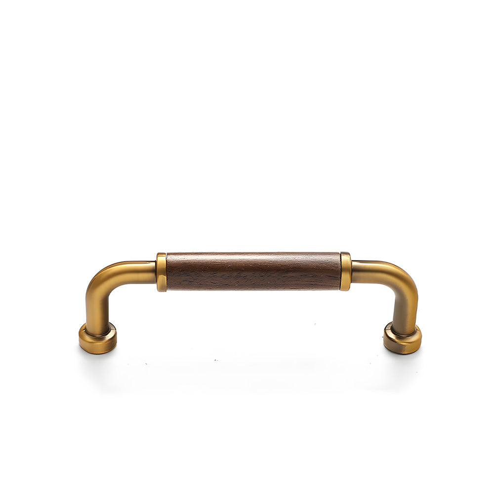 Retro Brass & Wood Kitchen Cupboard Handles