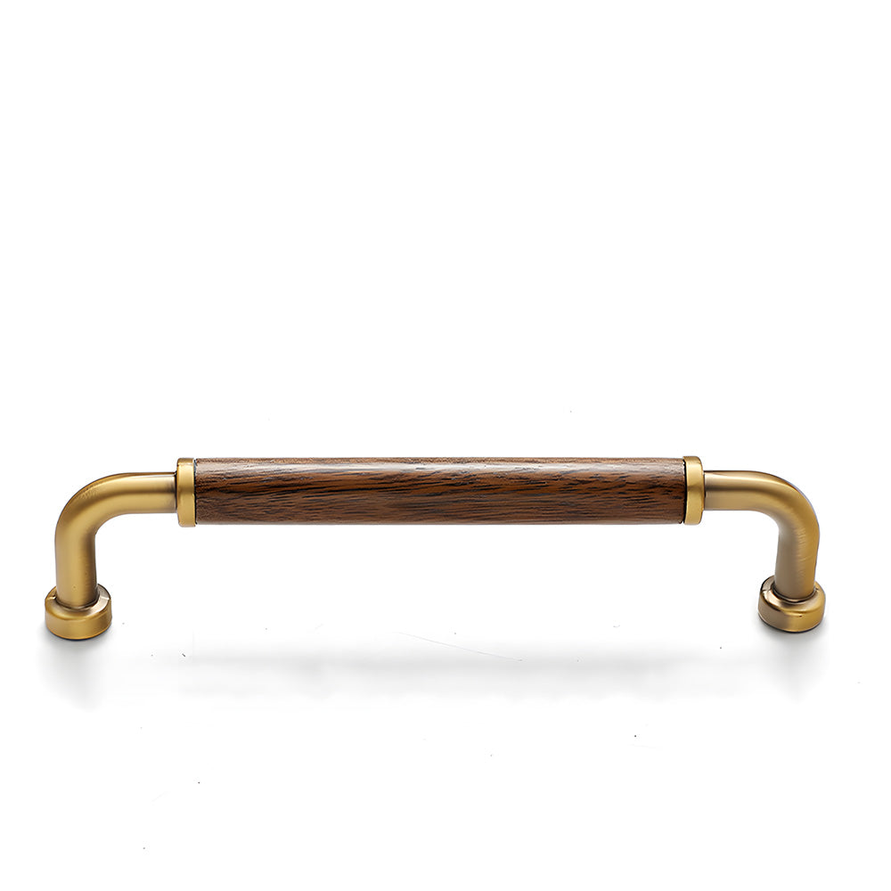 Retro Brass & Wood Kitchen Cupboard Handles