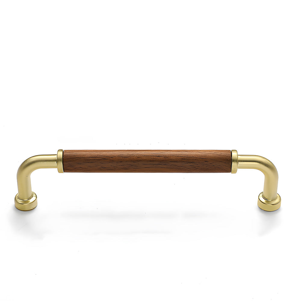 Retro Brass & Wood Kitchen Cupboard Handles
