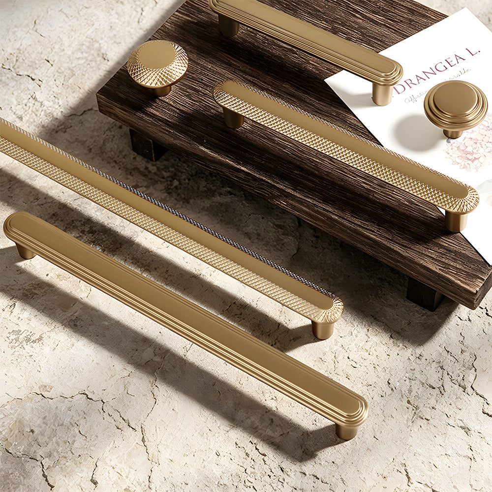 Modern Champagne Gold Knurled Textured Cabinet Pulls