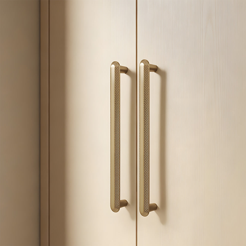 Modern Champagne Gold Knurled Textured Cabinet Pulls