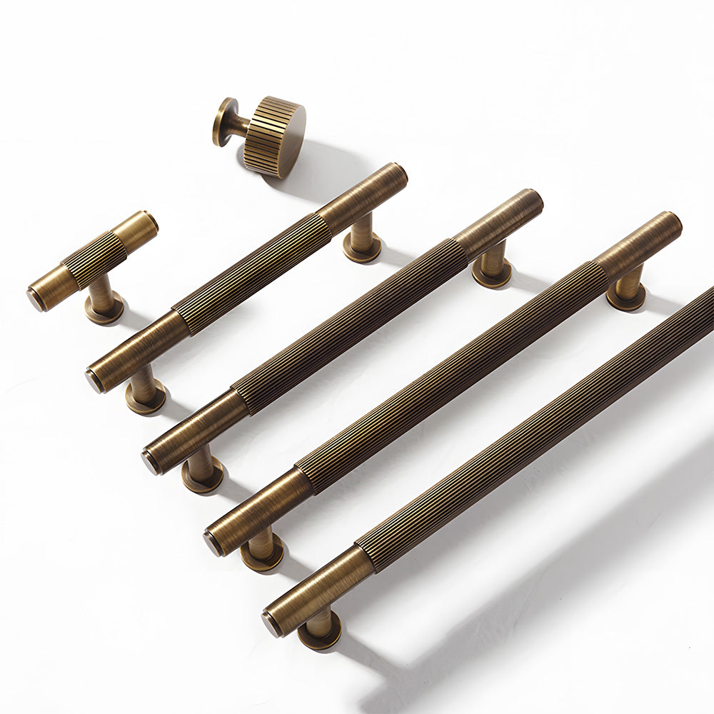 Bronze Vintage Lined Brass Kitchen Cabinet Handles