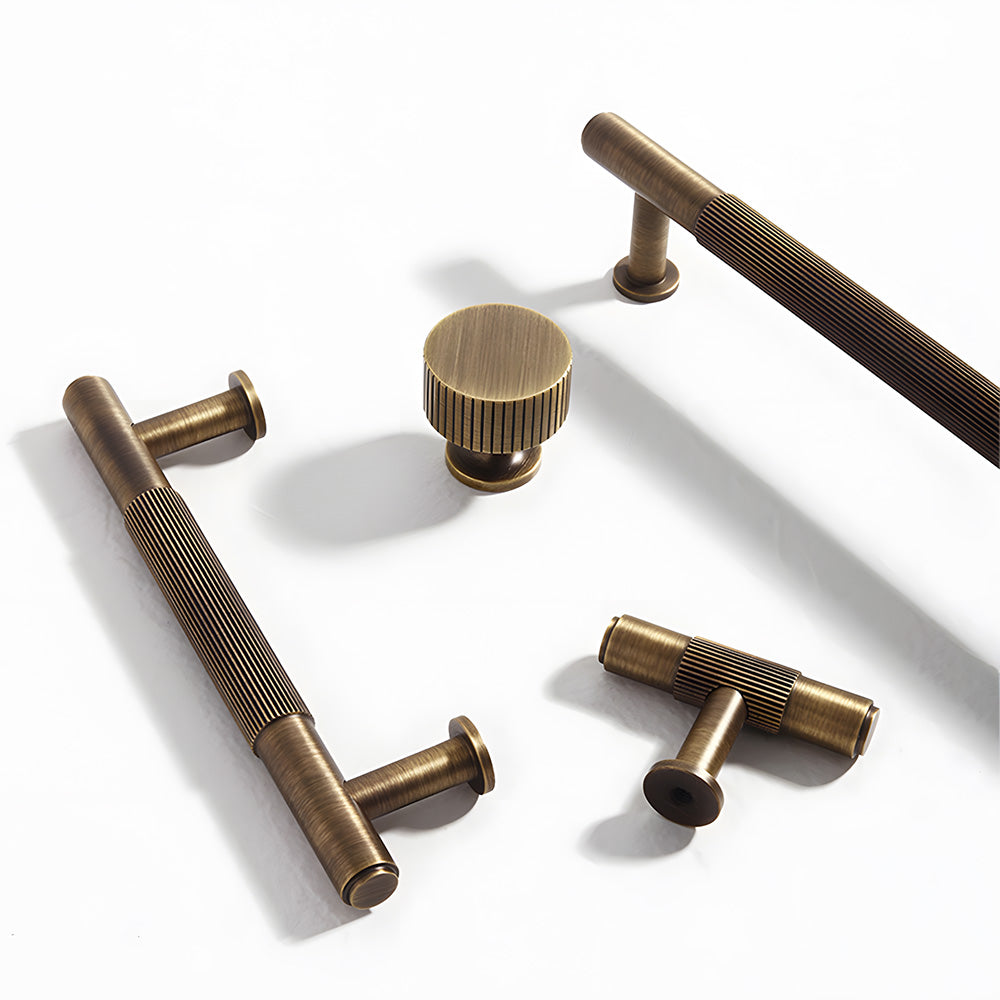 Bronze Vintage Lined Brass Kitchen Cabinet Handles