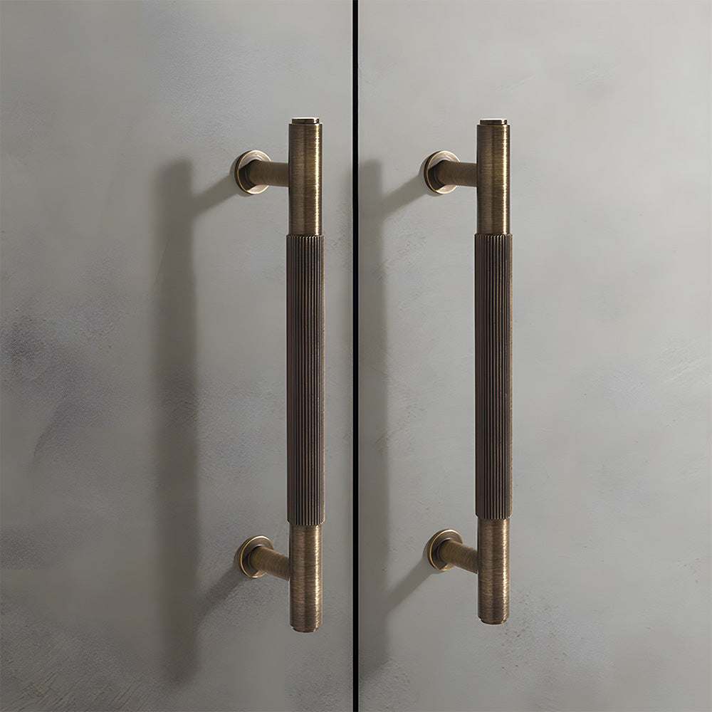 Bronze Vintage Lined Brass Kitchen Cabinet Handles