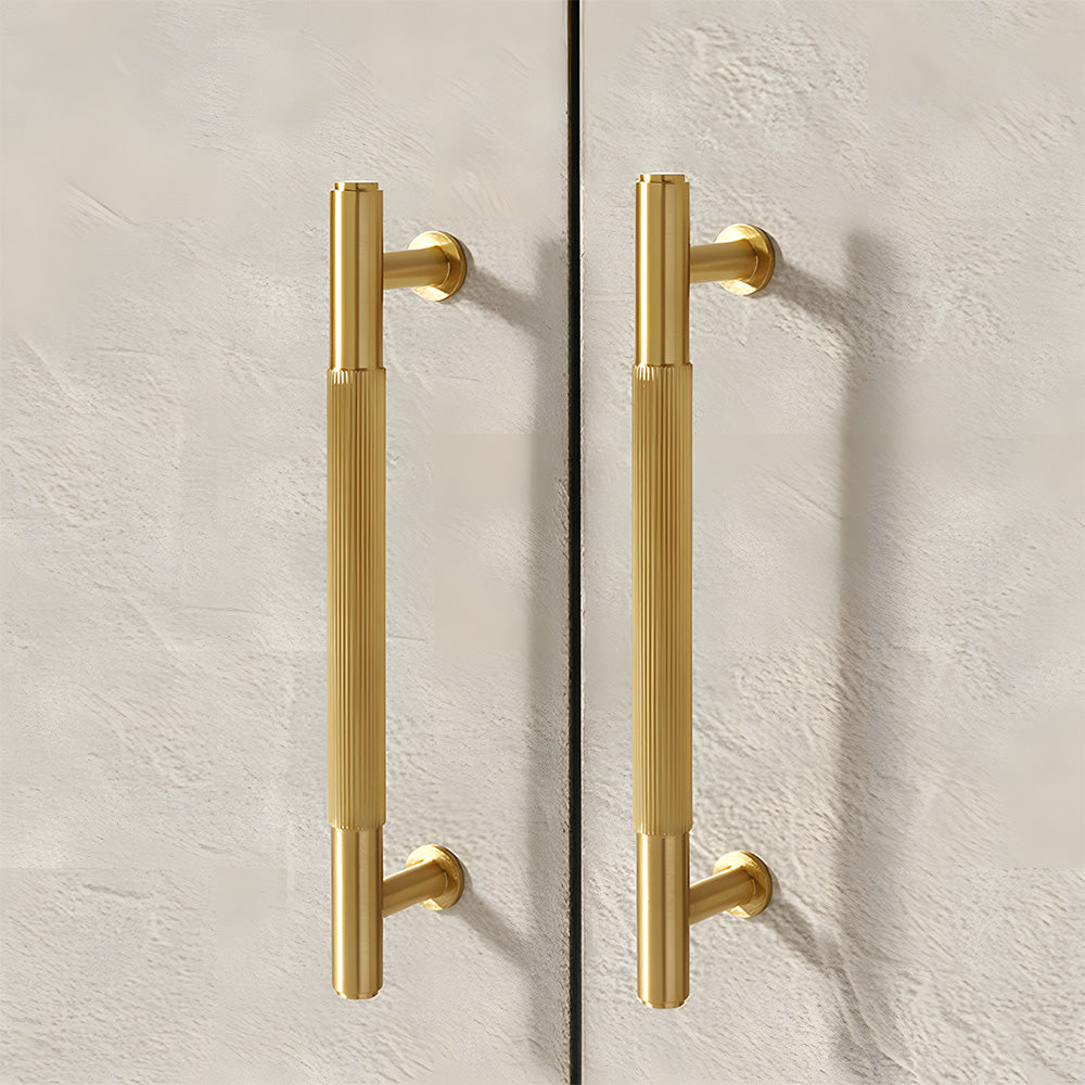 Gold Vintage Lined Brass Kitchen Cabinet Handles