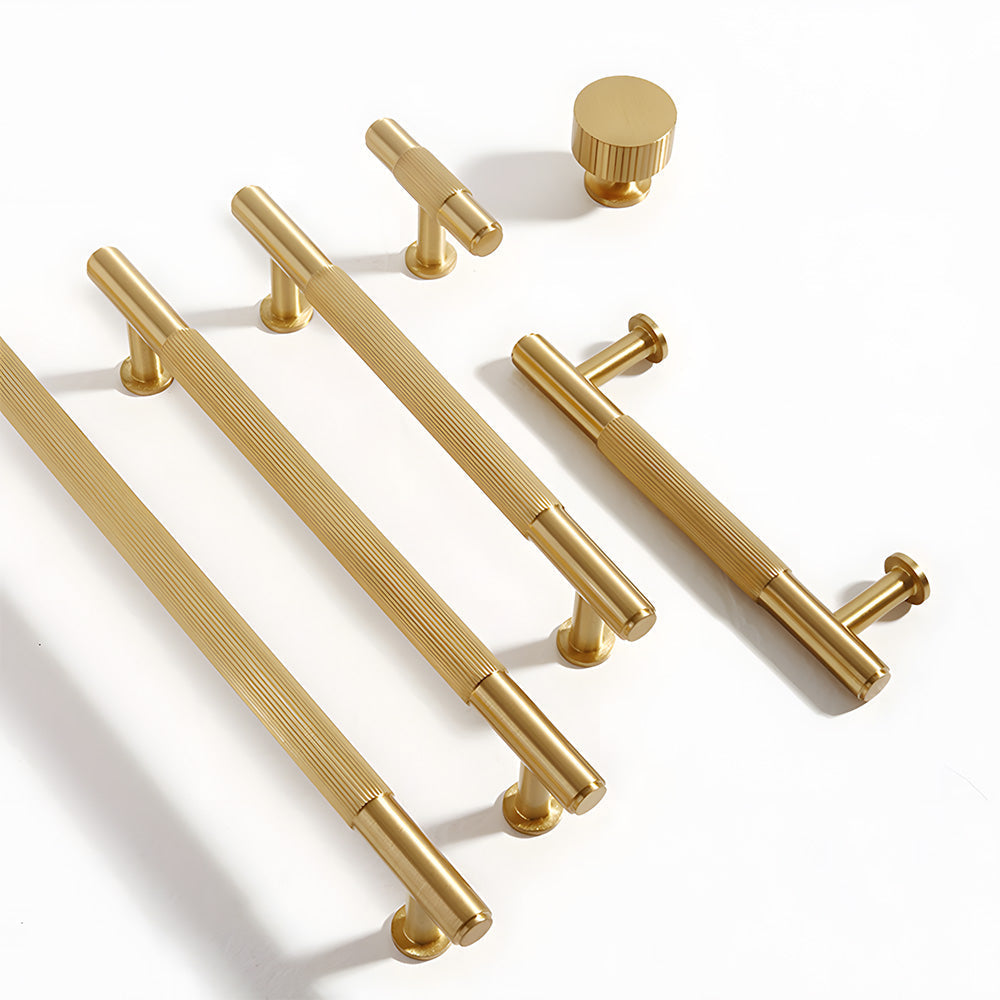 Gold Vintage Lined Brass Kitchen Cabinet Handles