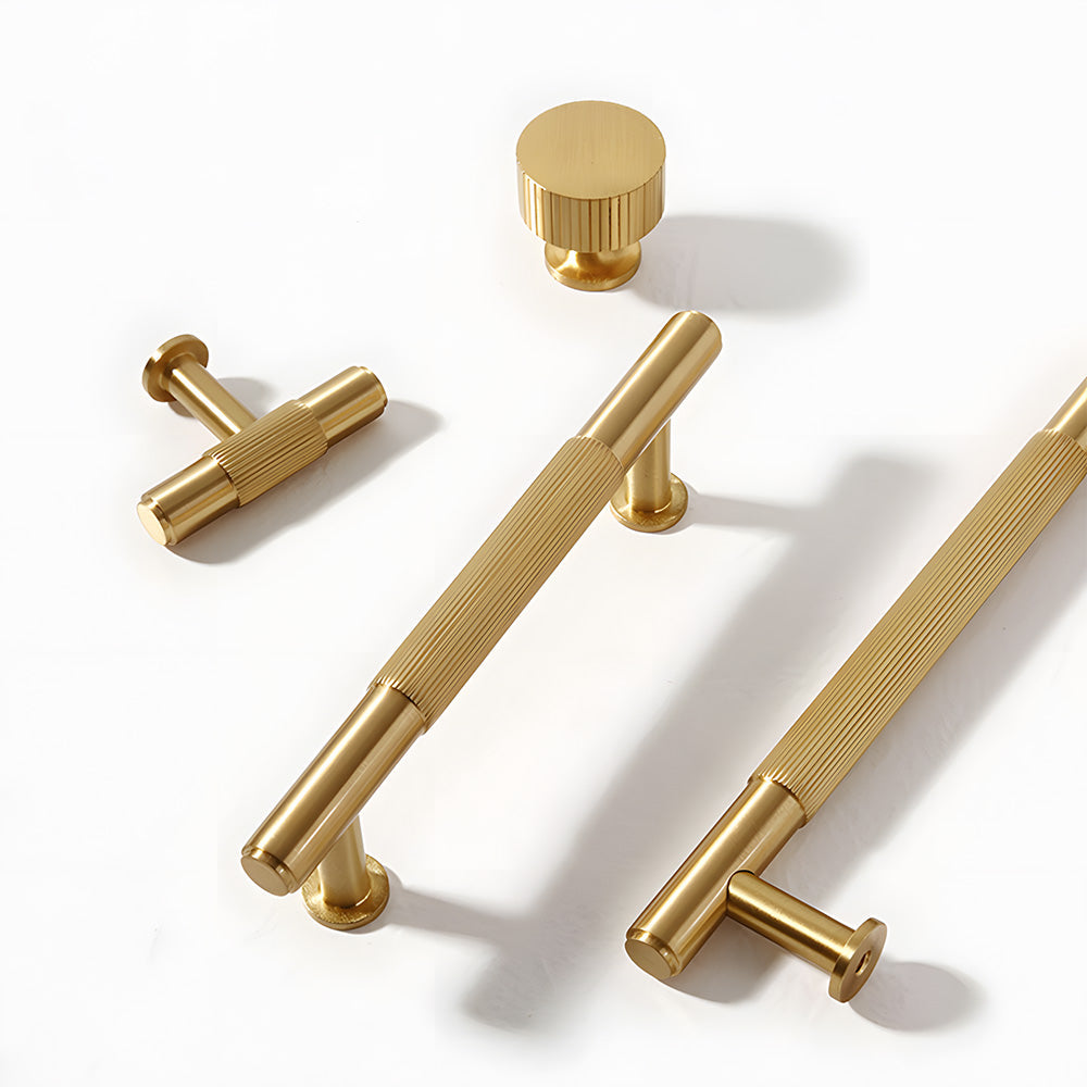 Gold Vintage Lined Brass Kitchen Cabinet Handles
