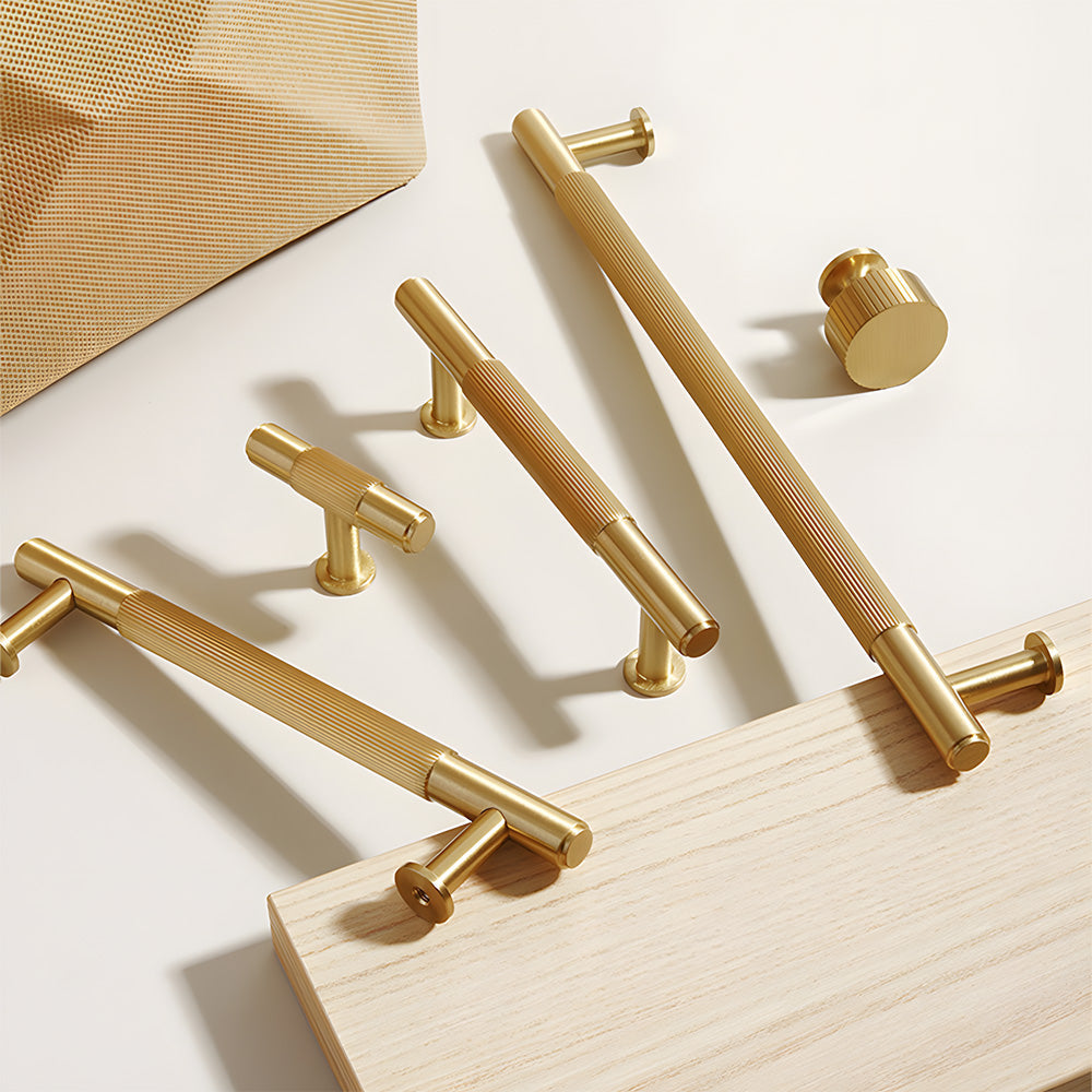 Gold Vintage Lined Brass Kitchen Cabinet Handles